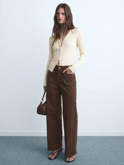 Mango Jessie Patch Pocket Wide Leg Jeans - view 2, Dark Brown