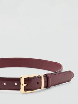 Mango Selma Leather Belt - view 2, Dark Red