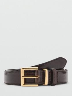 Mango Selma Leather Belt, Dark Brown