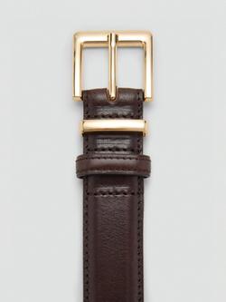 Mango Selma Leather Belt - view 2, Dark Brown