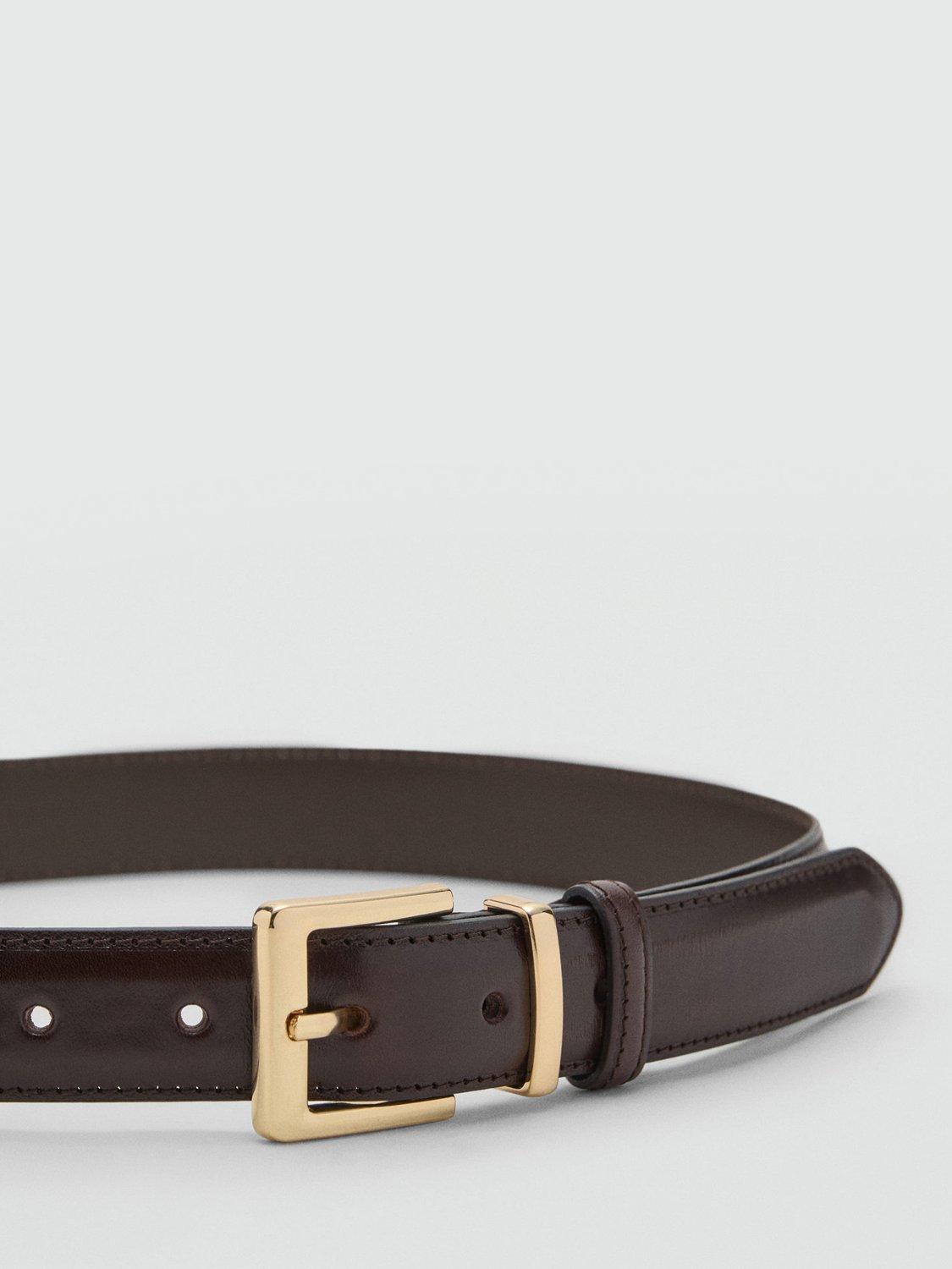 Product image 3 of 4, which shows Mango Selma Leather Belt, Dark Brown, S