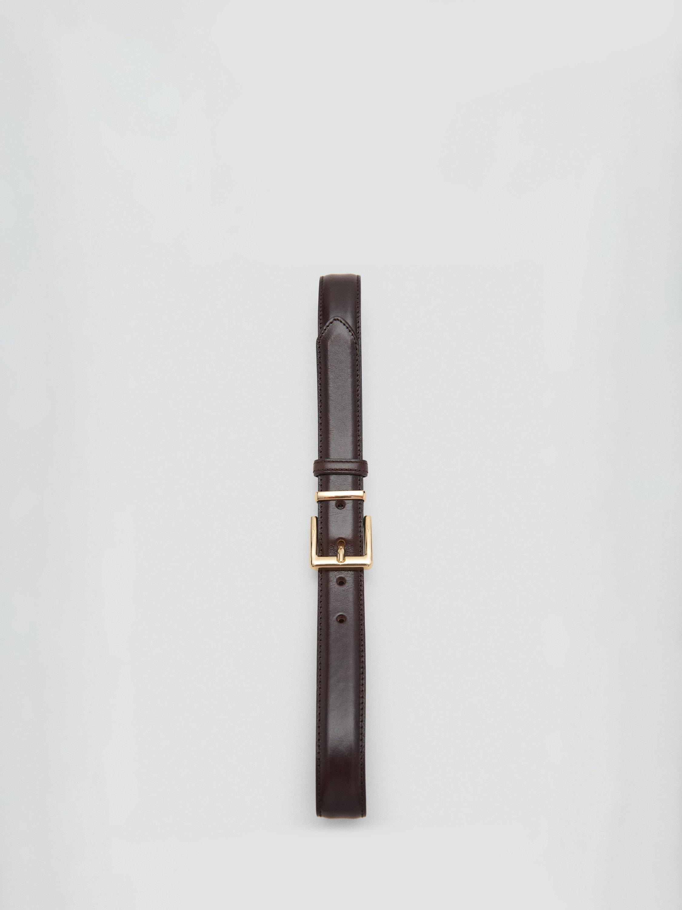 Product image 4 of 4, which shows Mango Selma Leather Belt, Dark Brown, S