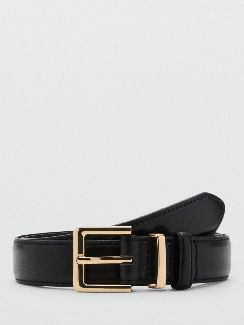 Product image 1 of 4, which shows Mango Selma Leather Belt, Black, L
