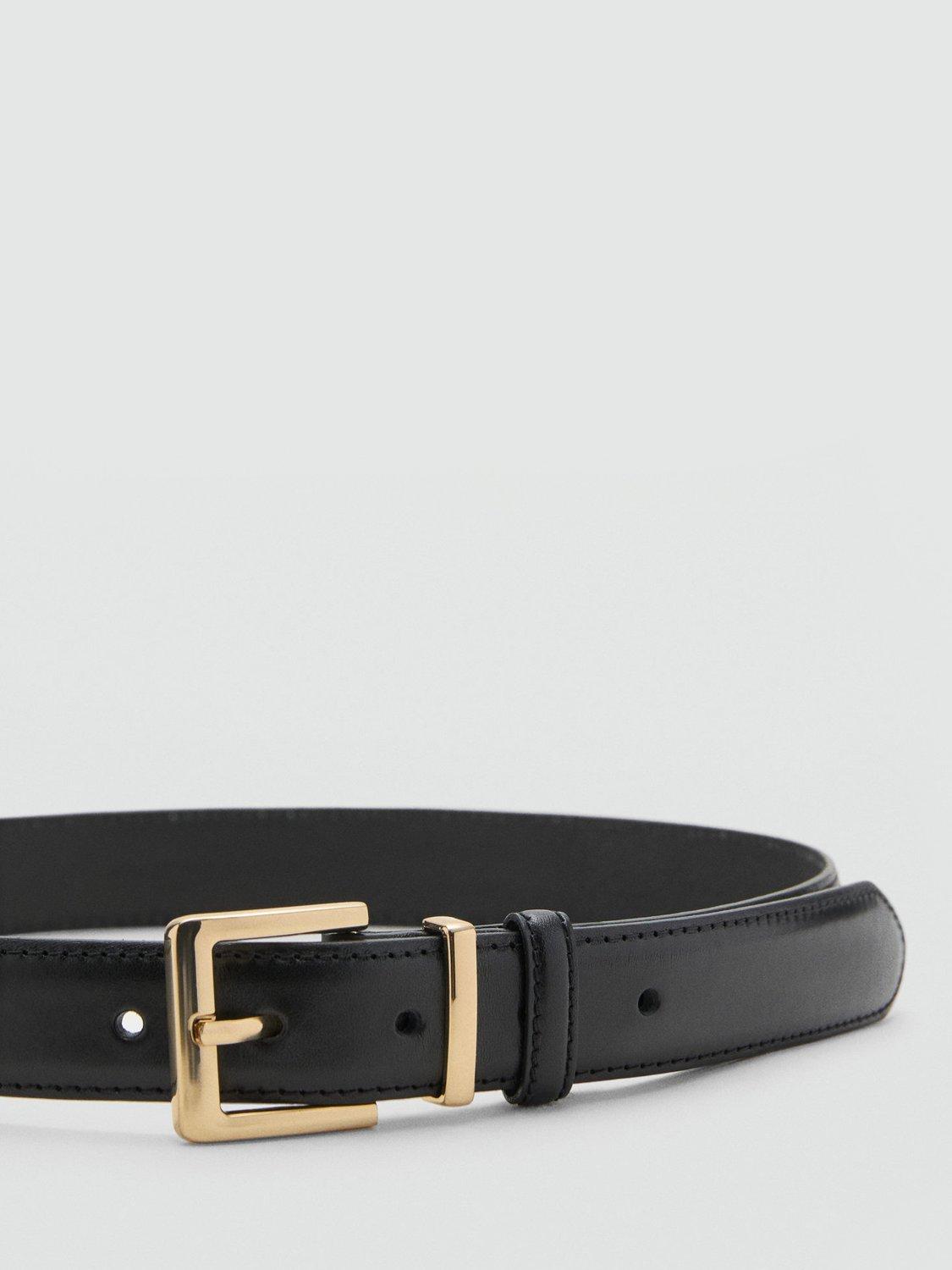 Product image 3 of 4, which shows Mango Selma Leather Belt, Black, L