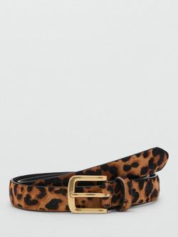 Mango Leo Leopard Print Belt, Brown