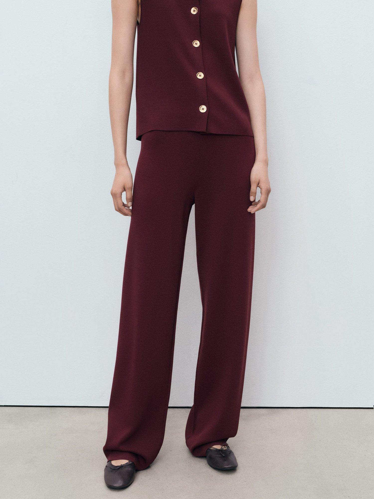 Product image 1 of 8, which shows Mango Yolando Tailored Trousers, Dark Red, L
