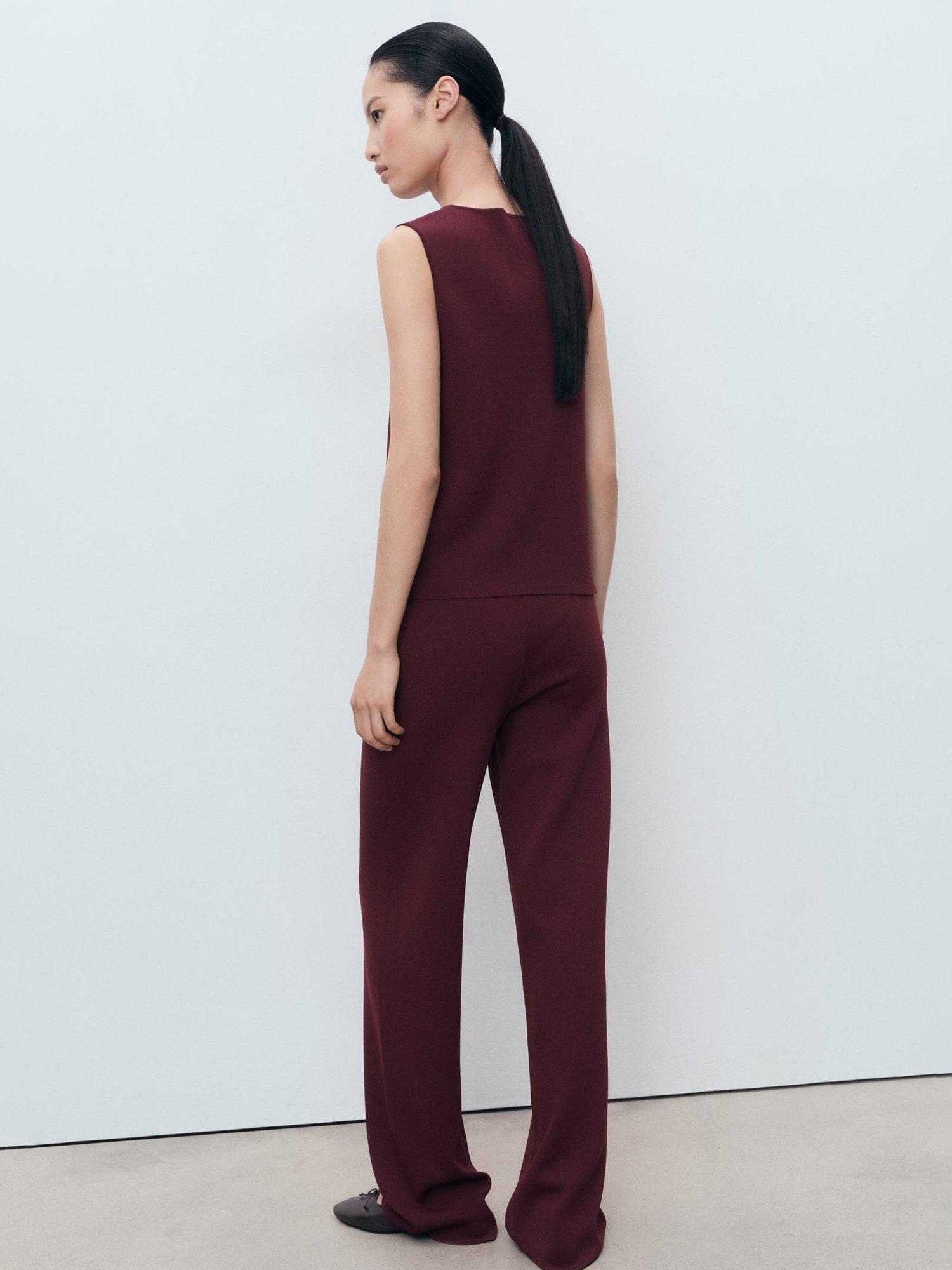 Product image 4 of 8, which shows Mango Yolando Tailored Trousers, Dark Red, L