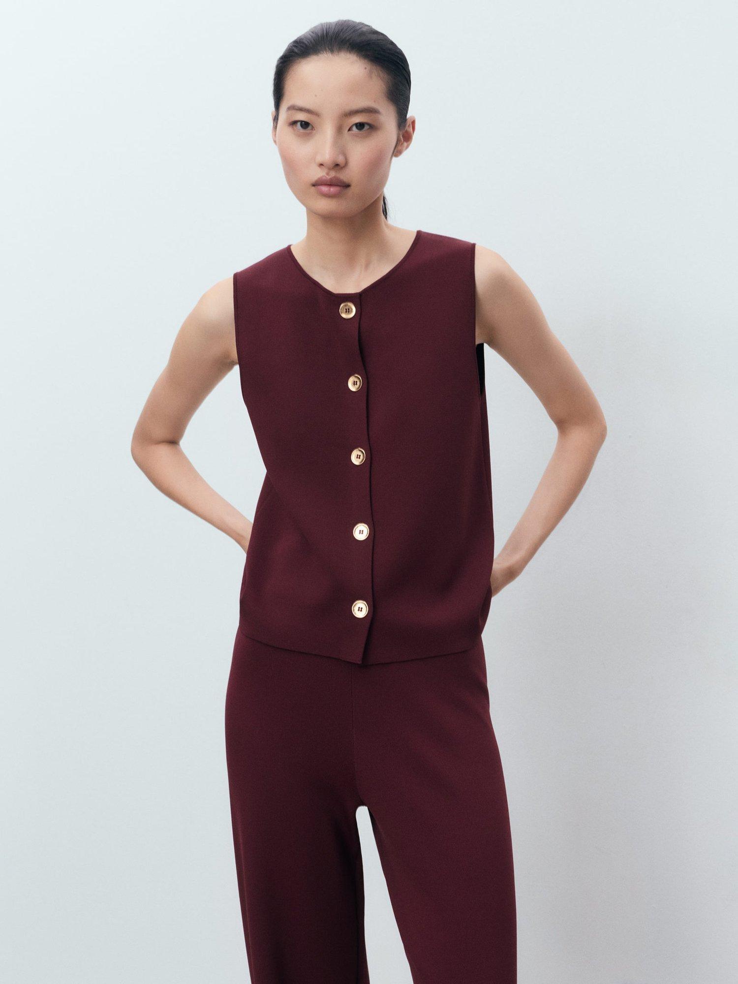 Product image 6 of 8, which shows Mango Yolando Tailored Trousers, Dark Red, L