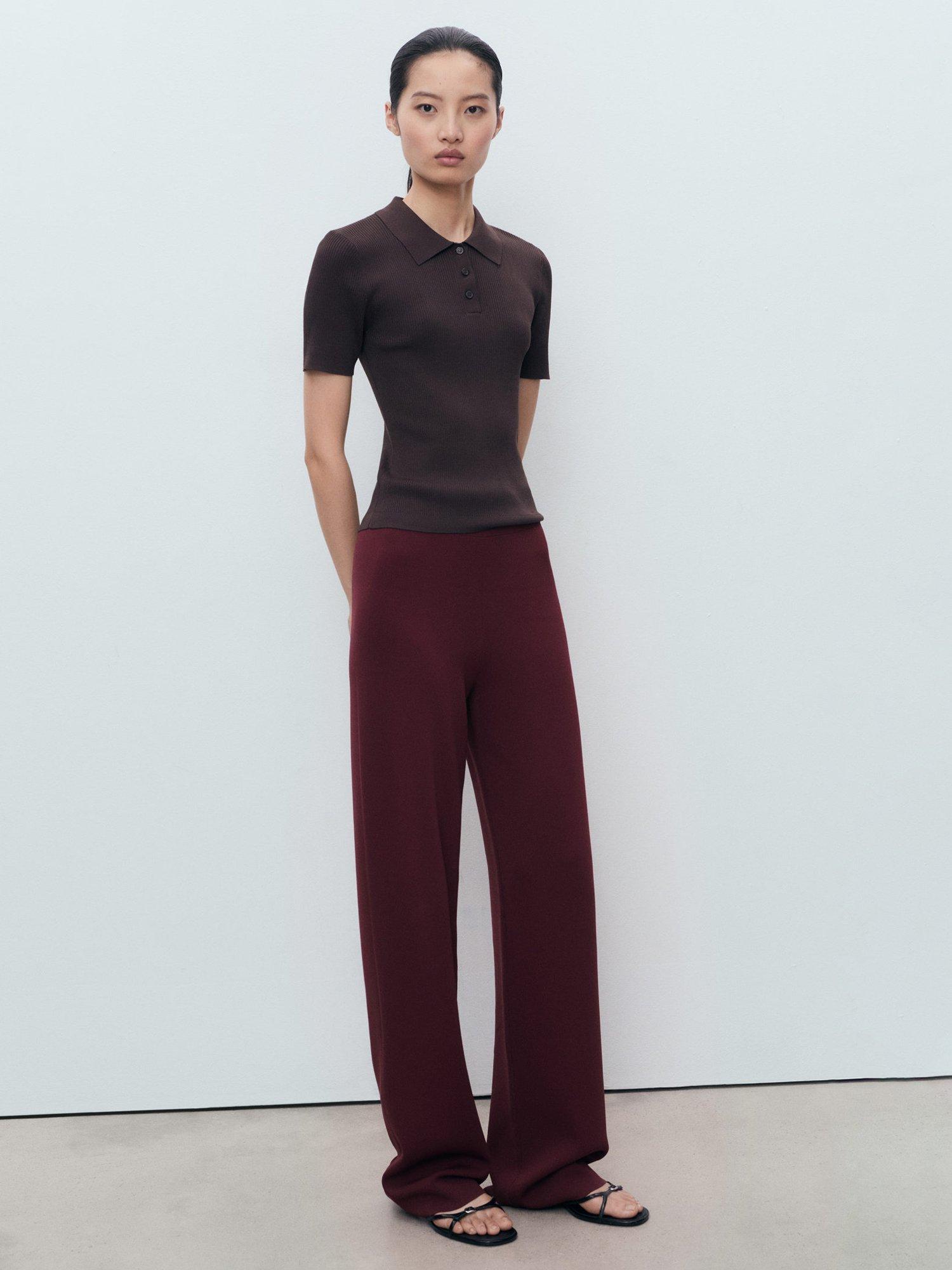 Product image 7 of 8, which shows Mango Yolando Tailored Trousers, Dark Red, L