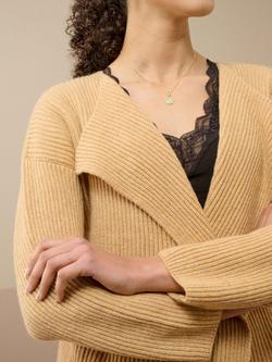 Brora Cashmere Waterfall Neck Cardigan, Catkin - view 2, Catkin