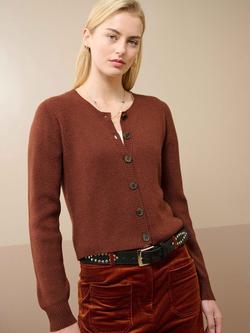 Brora Cashmere Ribbed Cardigan, Conker