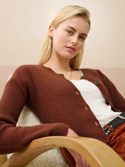 Brora Cashmere Ribbed Cardigan - view 2, Conker