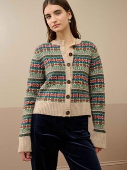 Brora Merino Wool Fair Isle Cardigan, Multi - view 2, Multi