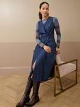 Brora Denim Wrap Pinafore Dress, Indigo