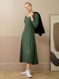 Brora Ribbed Jersey Midi Dress, Cedar