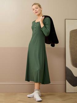 Brora Ribbed Jersey Midi Dress, Cedar, Cedar