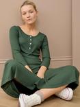 Brora Ribbed Jersey Midi Dress, Cedar