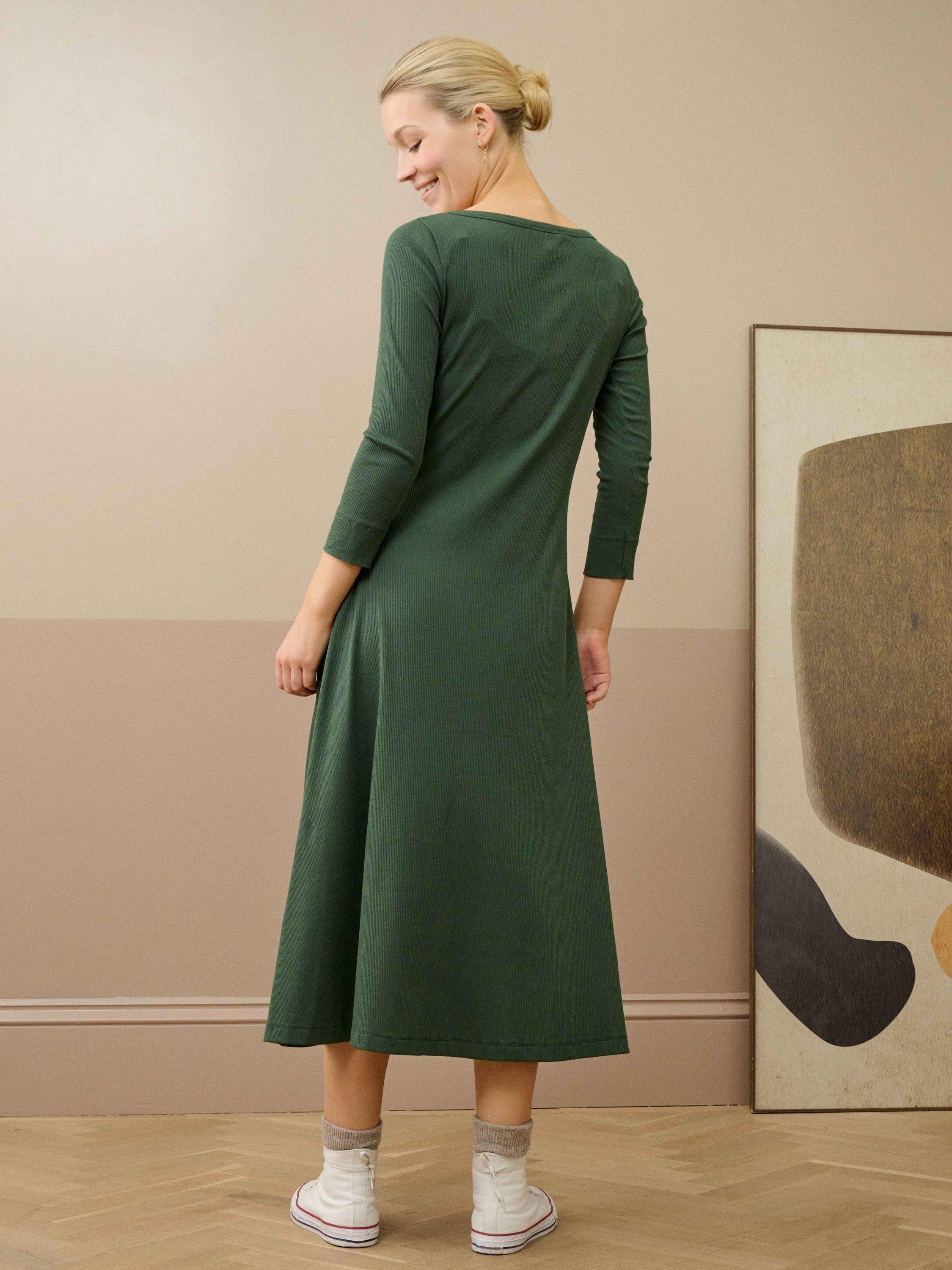 Product image 4 of 5, which shows Brora Ribbed Jersey Midi Dress, Cedar, 6