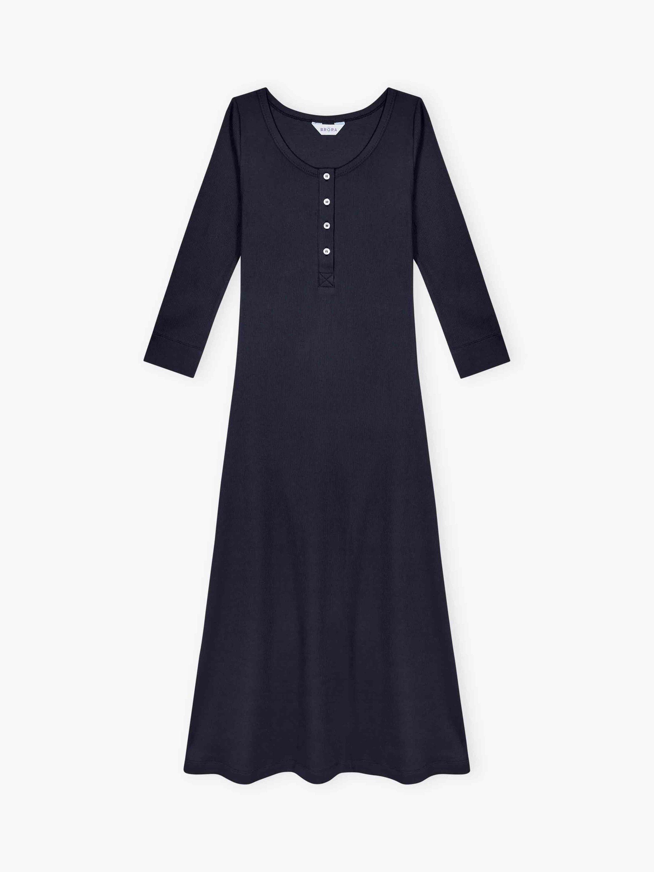 Product image 5 of 5, which shows Brora Ribbed Jersey Midi Dress, Ink, 6