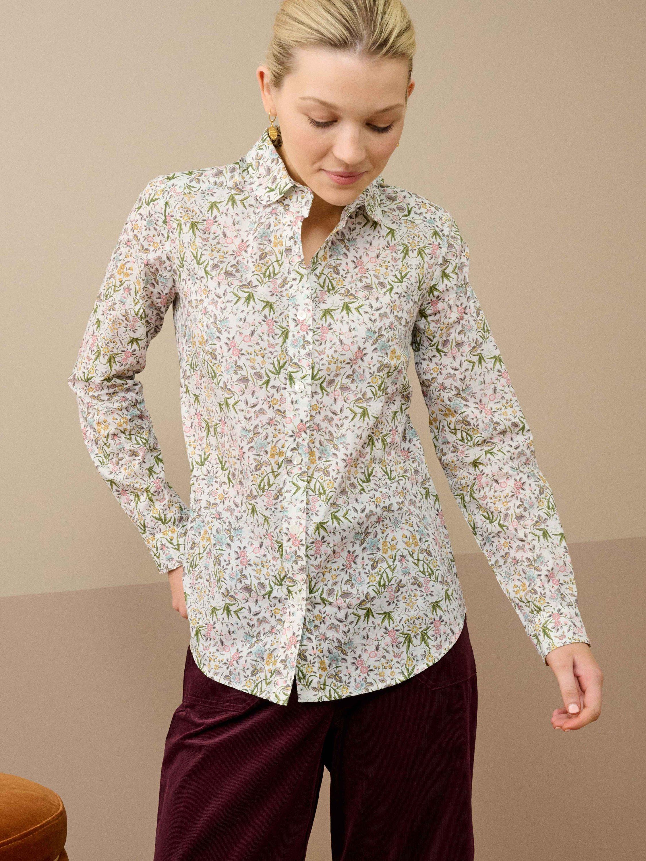 Product image 3 of 5, which shows Brora Tana Lawn Cotton Floral Liberty Print Shirt, Multi, 6