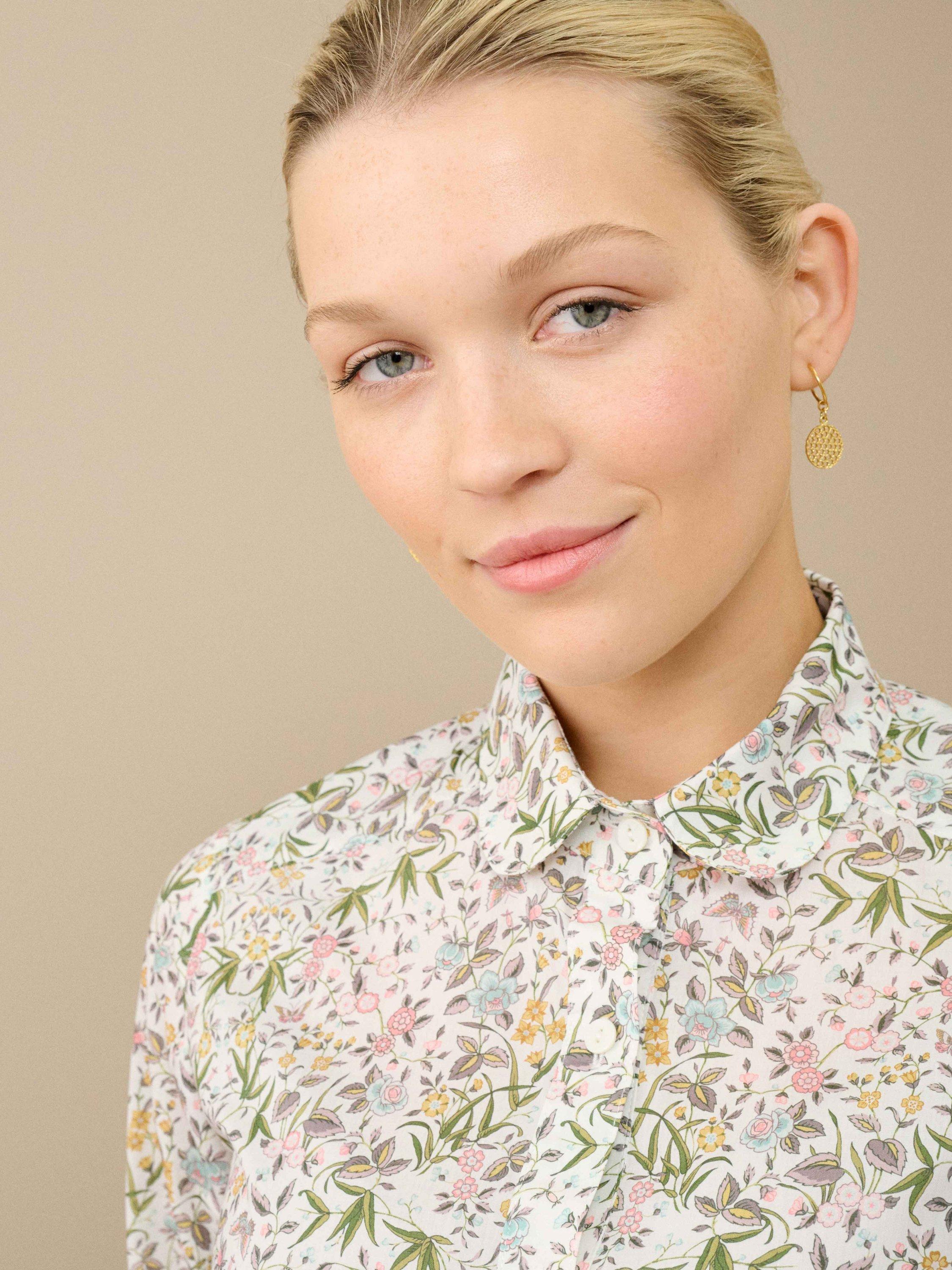 Product image 4 of 5, which shows Brora Tana Lawn Cotton Floral Liberty Print Shirt, Multi, 6