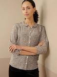 Brora Silk Floral Liberty Print Peter Pan Collar Top, Multi