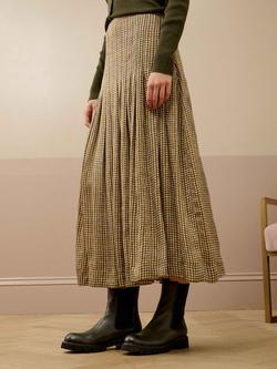 Brora Cupro Satin Drawn Check Maxi Skirt - view 2, Ochre