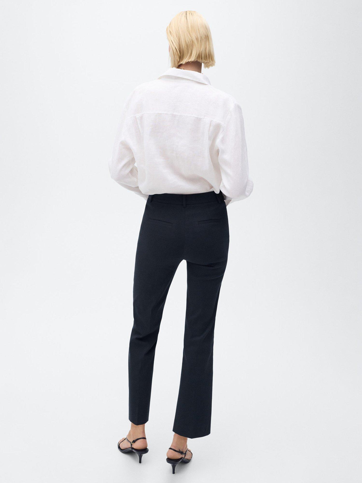 Product image 4 of 8, which shows Mango Newcola Cropped Tailored Trousers, Navy, 10