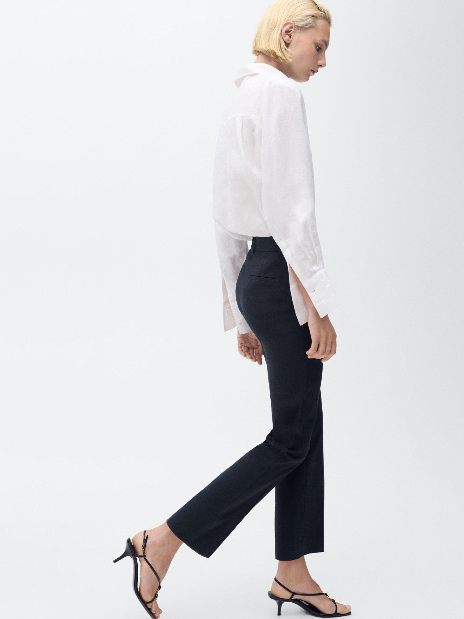 Product image 6 of 8, which shows Mango Newcola Cropped Tailored Trousers, Navy, 10
