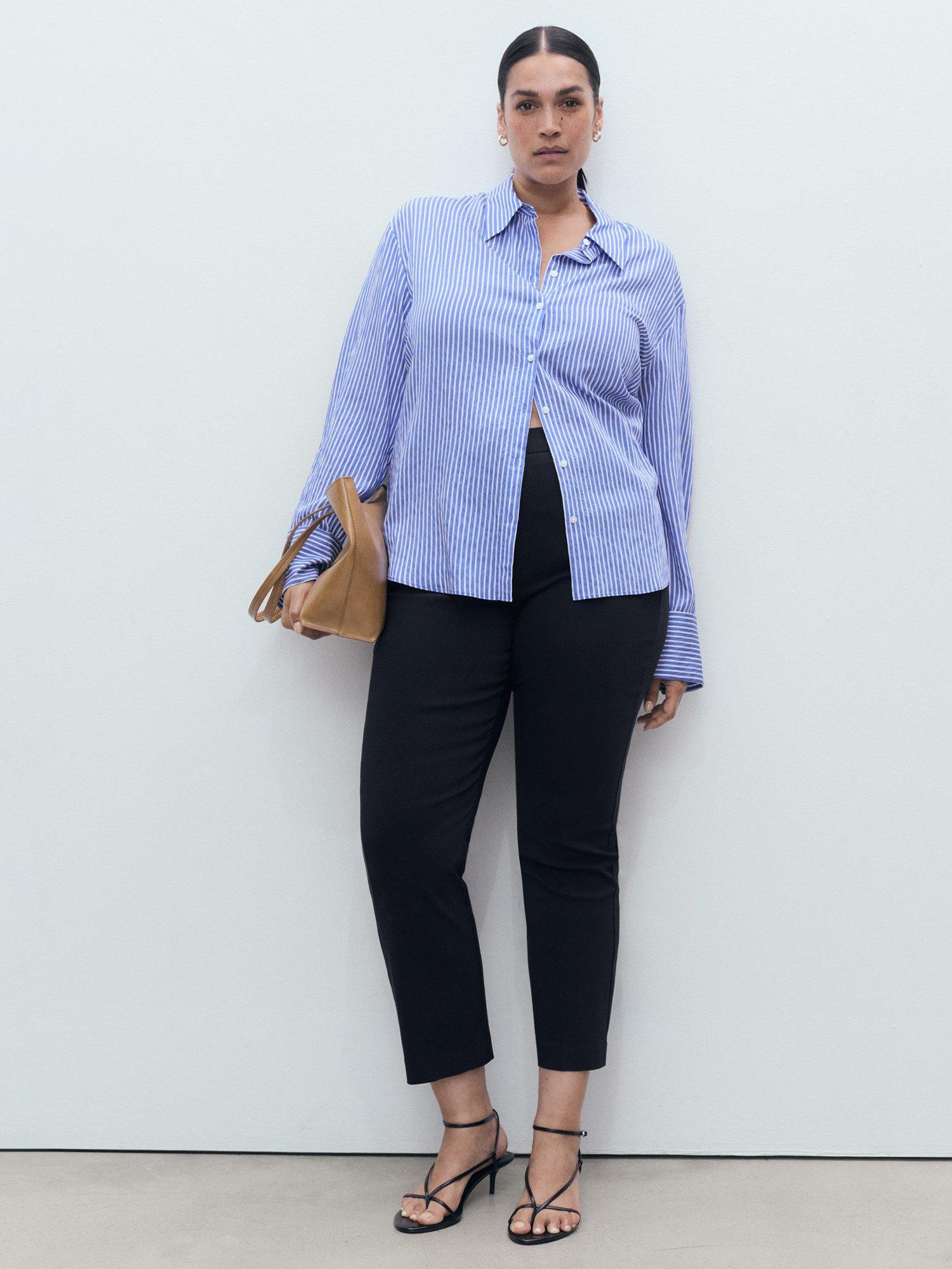 Product image 7 of 8, which shows Mango Newcola Cropped Tailored Trousers, Navy, 10
