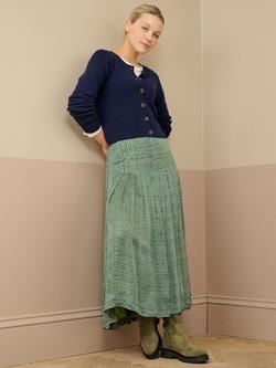 Brora Graphic Check Pleated Skirt, Tarragon, Tarragon