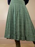 Brora Graphic Check Pleated Skirt, Tarragon