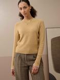 Brora High Round Neck Boxy Cashmere Jumper, Mid Yellow