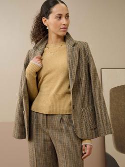 Brora High Round Neck Boxy Cashmere Jumper, Mid Yellow - view 2, Mid Yellow