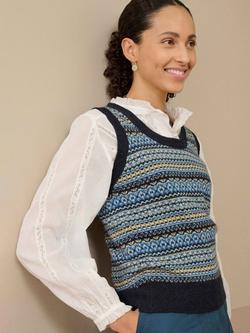 Brora Cashmere Fair Isle Knitted Tank, Midnight