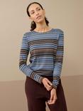 Brora Regular Fit Long Sleeve Fine Stripe Jersey T-Shirt