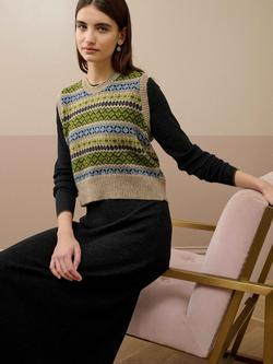 Brora Fair Isle Pure Wool Tank Top, Multi, Multi
