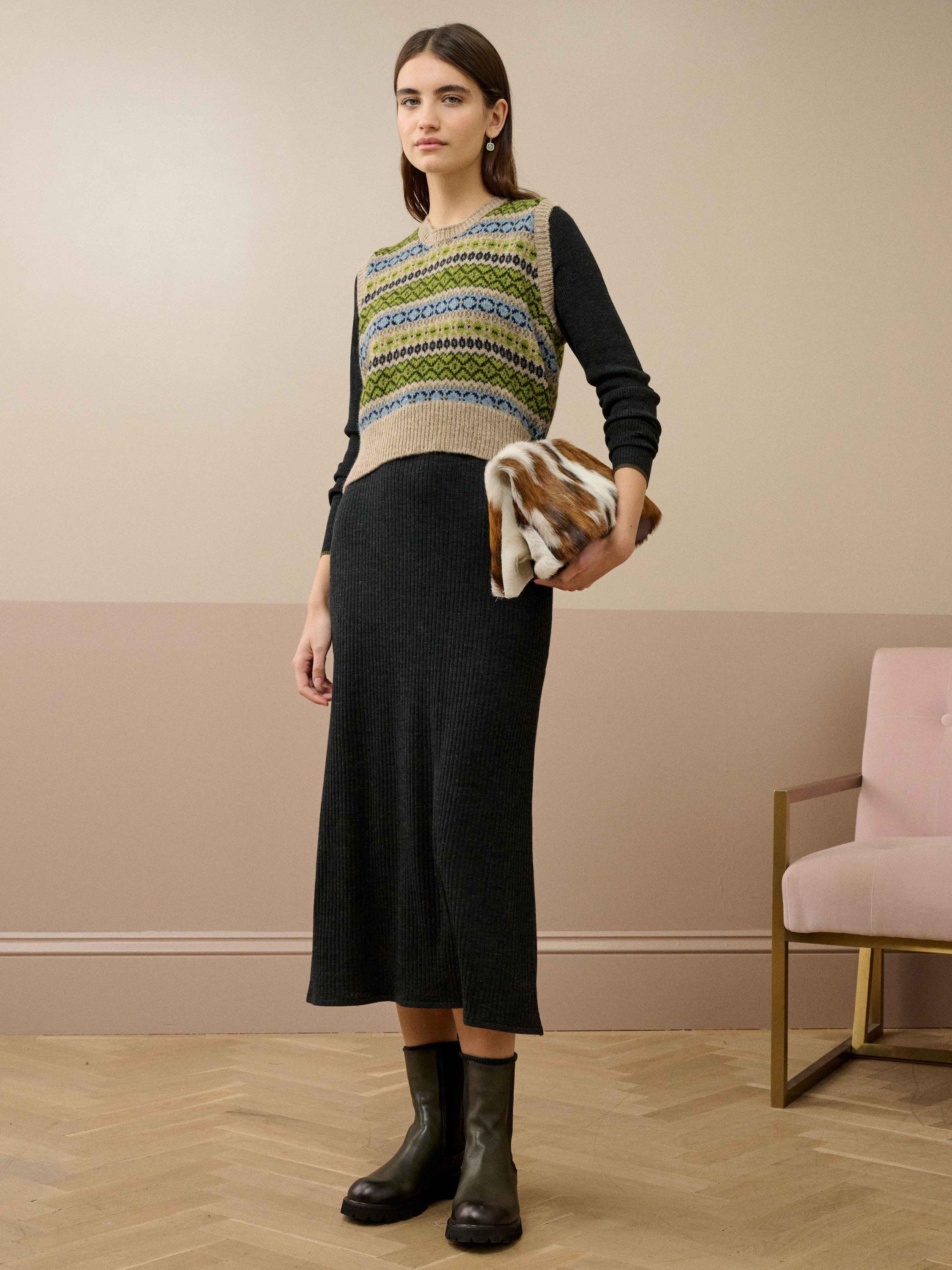 Product image 2 of 5, which shows Brora Fair Isle Pure Wool Tank Top, Multi, 8