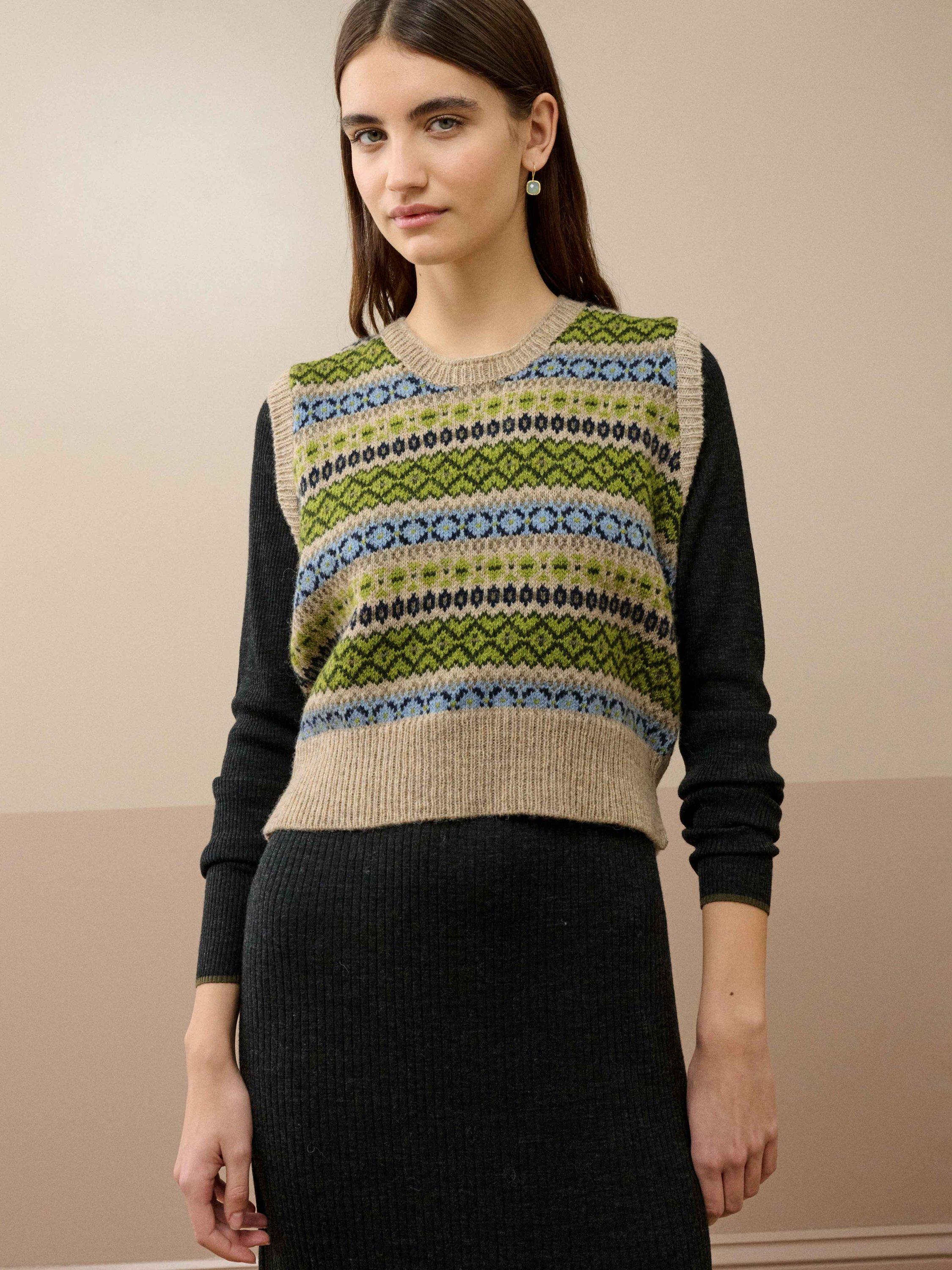 Product image 3 of 5, which shows Brora Fair Isle Pure Wool Tank Top, Multi, 8
