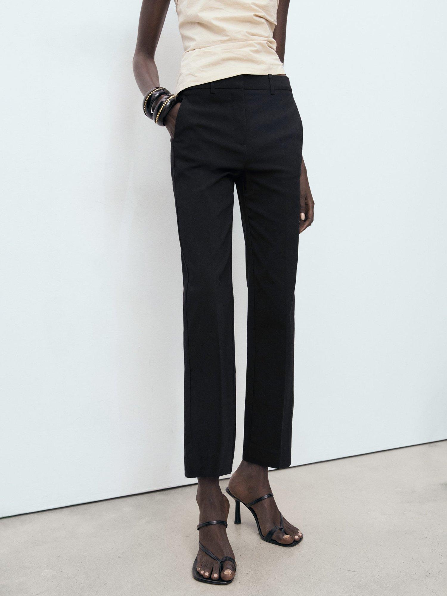 Product image 1 of 9, which shows Mango Newcola Cropped Tailored Trousers, Black, 10