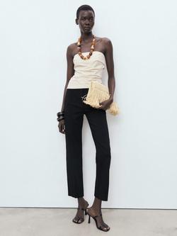 Mango Newcola Cropped Tailored Trousers, Black - view 2, Black