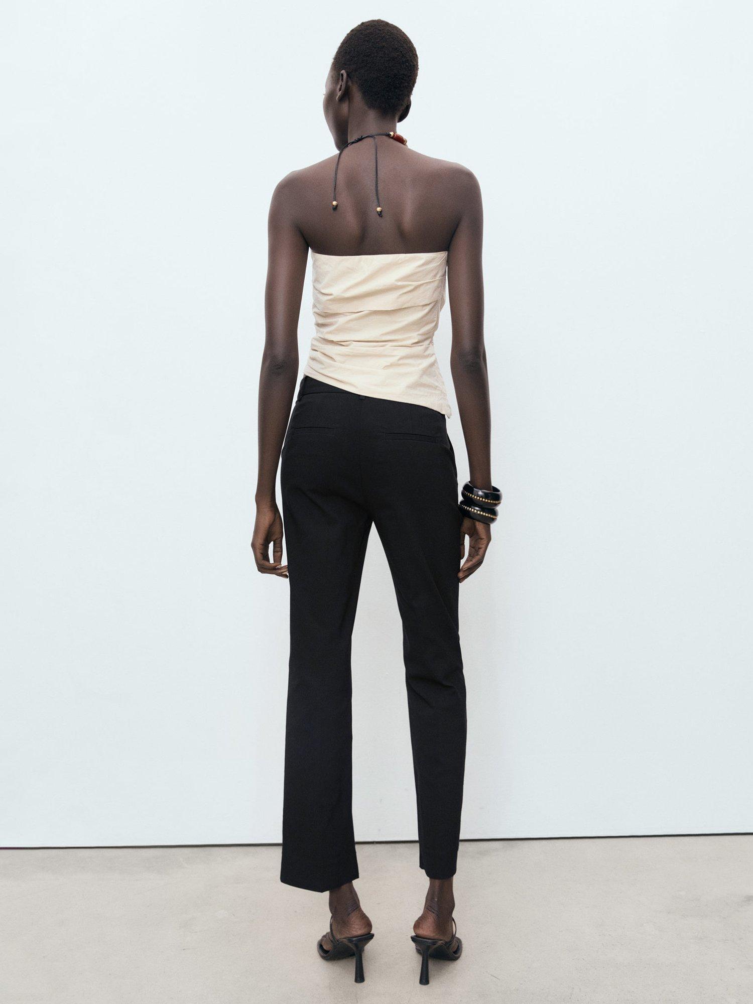 Product image 4 of 9, which shows Mango Newcola Cropped Tailored Trousers, Black, 10
