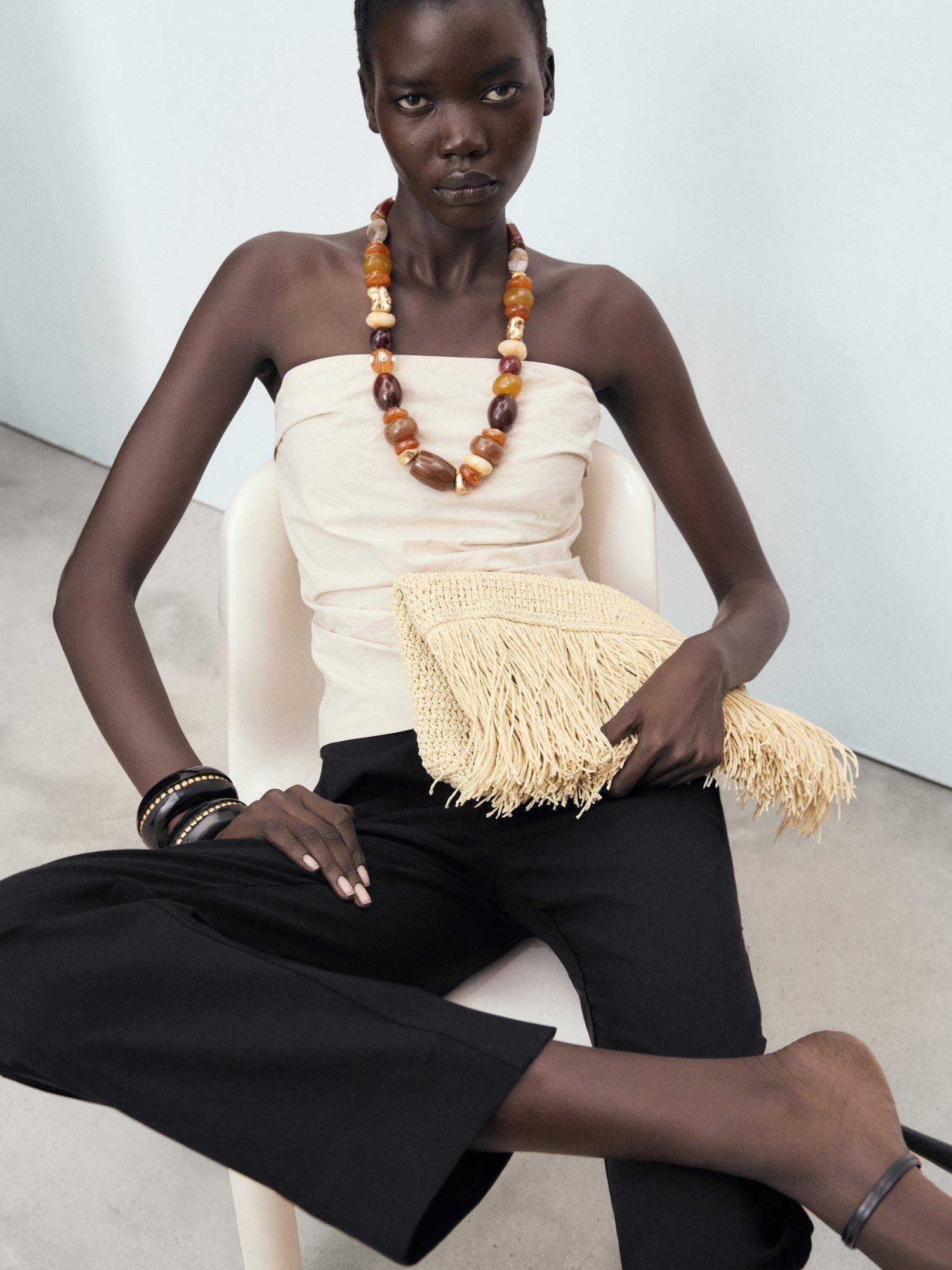 Product image 6 of 9, which shows Mango Newcola Cropped Tailored Trousers, Black, 10