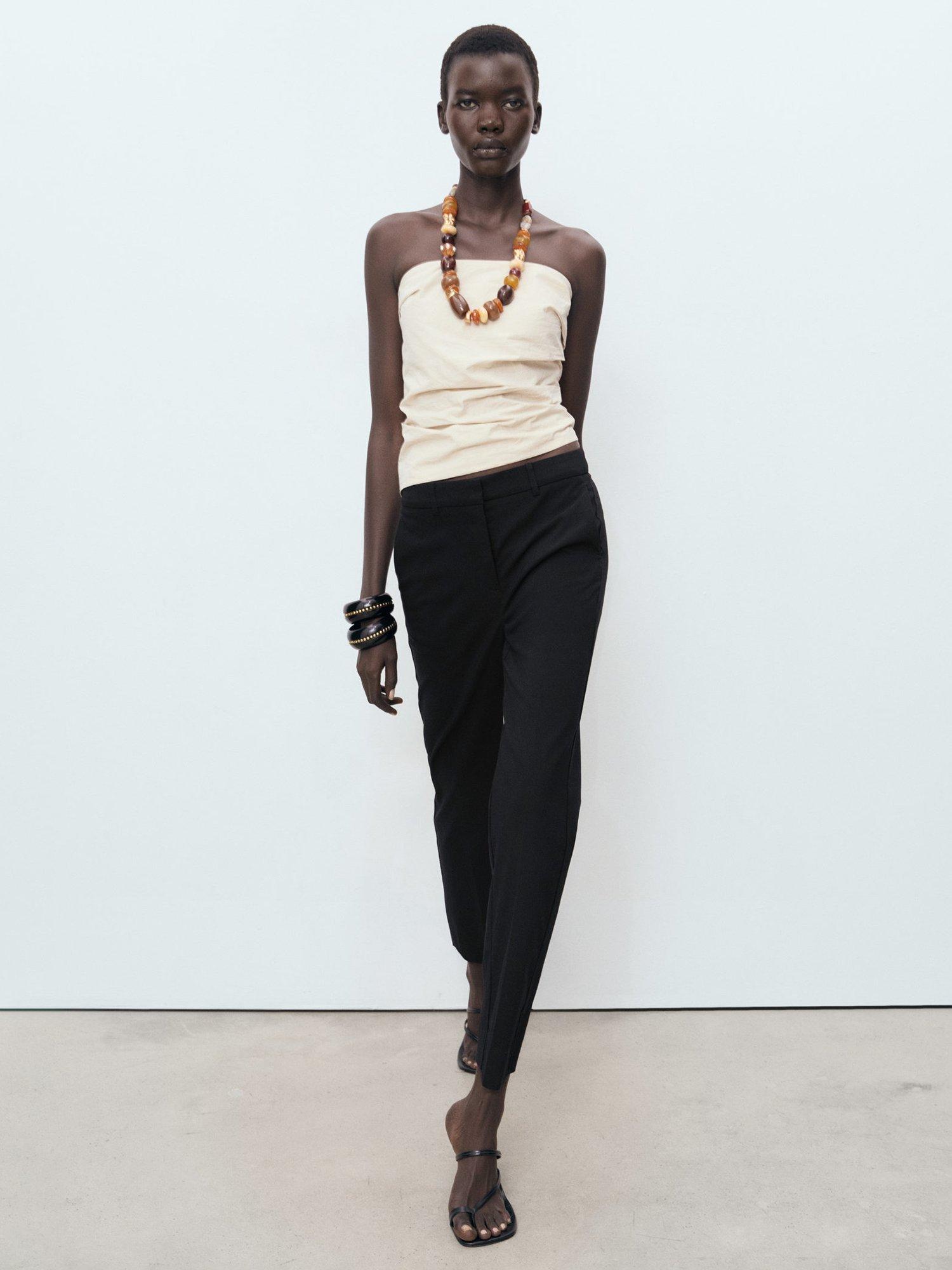 Product image 7 of 9, which shows Mango Newcola Cropped Tailored Trousers, Black, 10