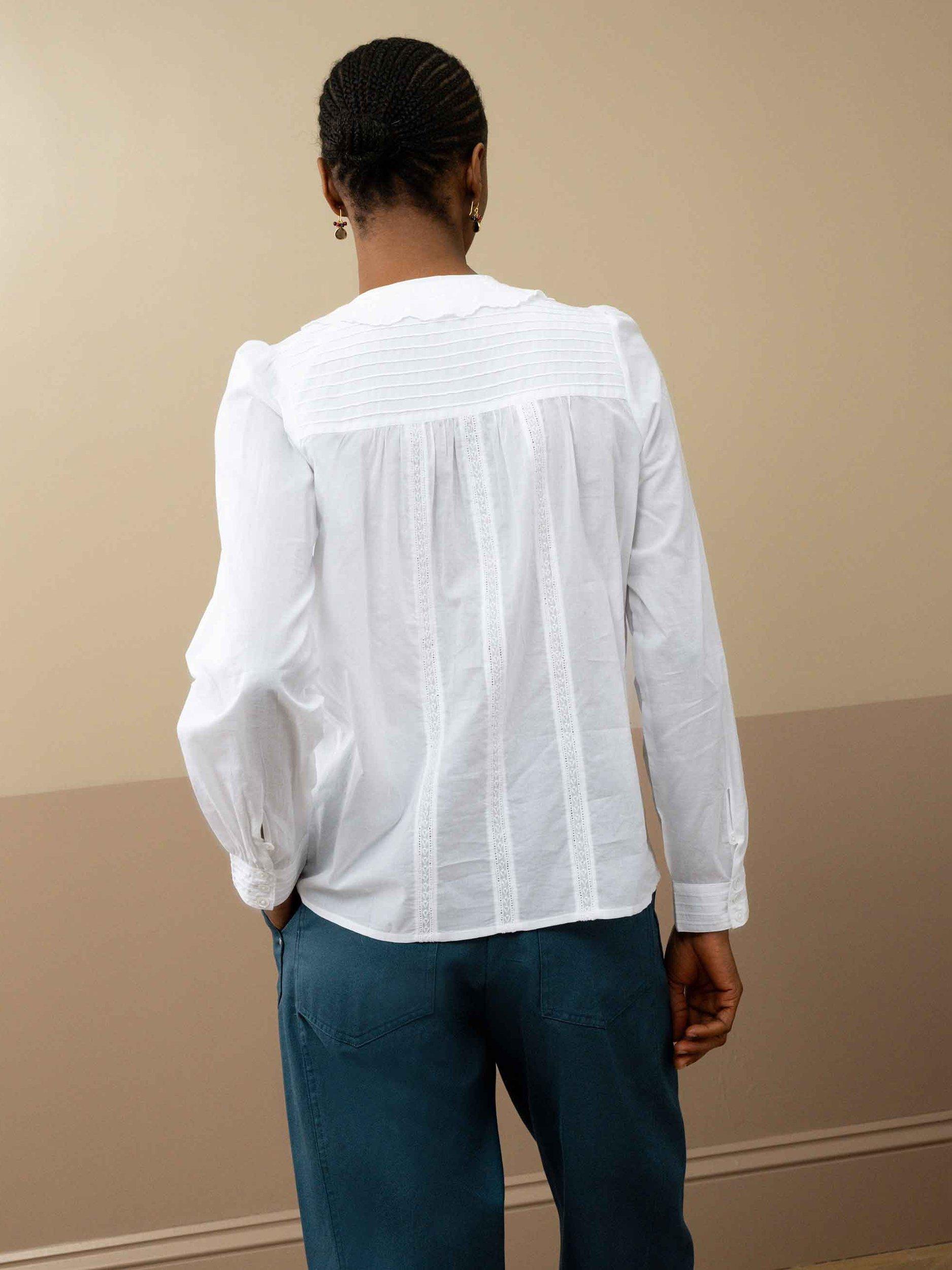 Product image 3 of 5, which shows Brora Cotton Canvas Barrel Leg Trousers, Petrol, 6