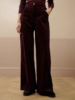 Brora Needlecord High Waist Trousers - view 2, Damson