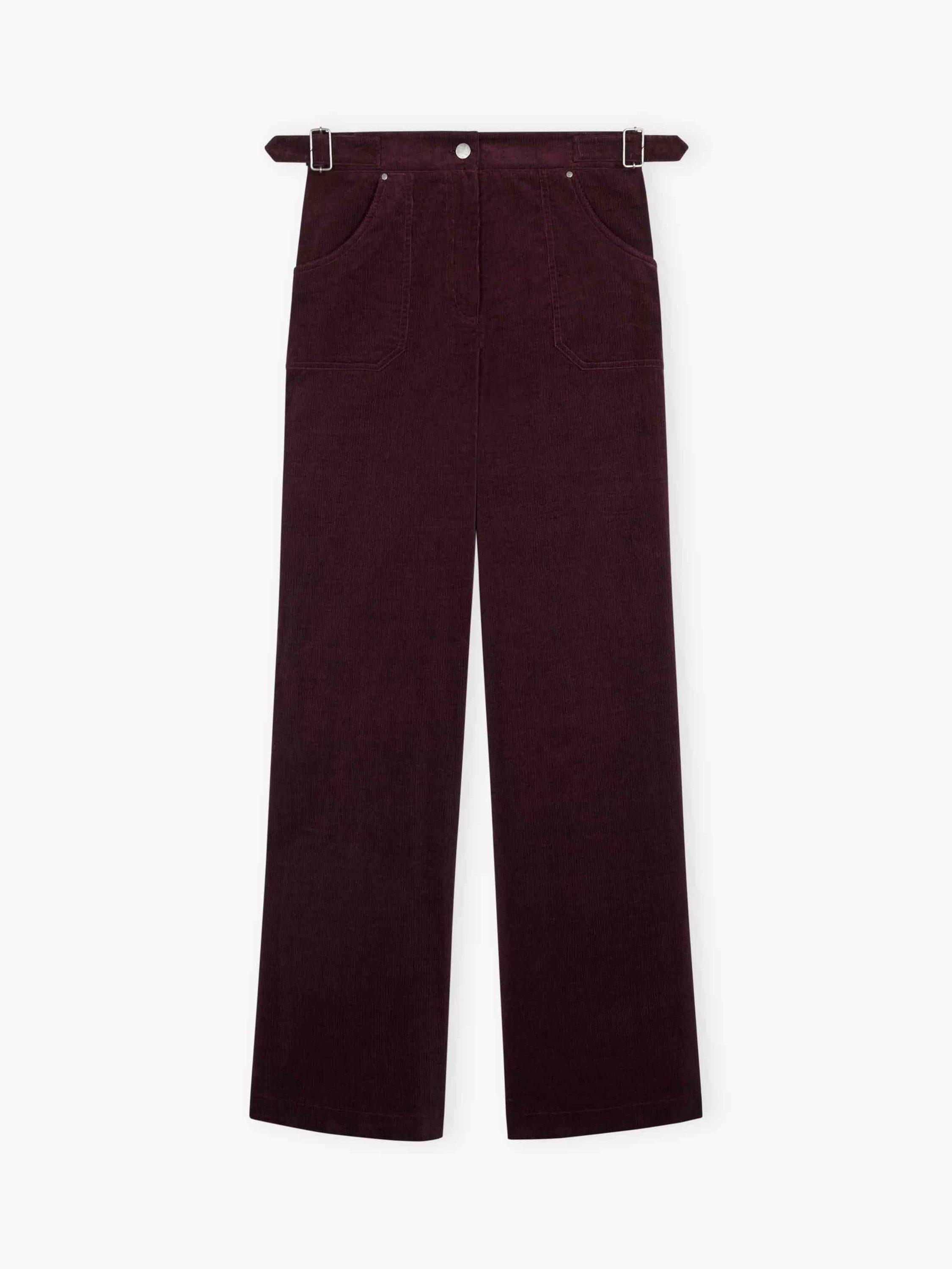Product image 5 of 5, which shows Brora Needlecord High Waist Trousers, Damson, 6