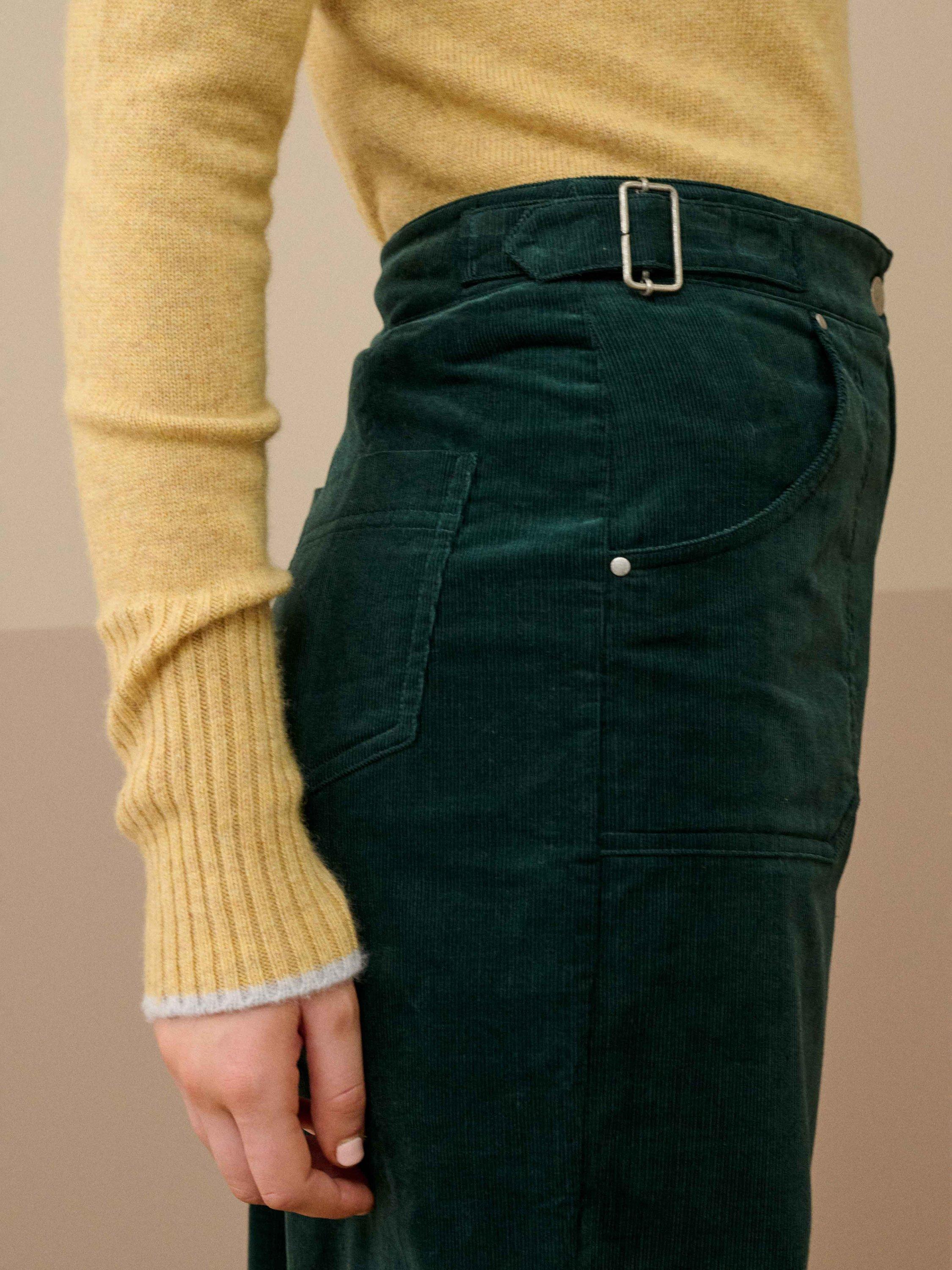 Product image 3 of 5, which shows Brora Needlecord High Waist Trousers, Spruce, 6