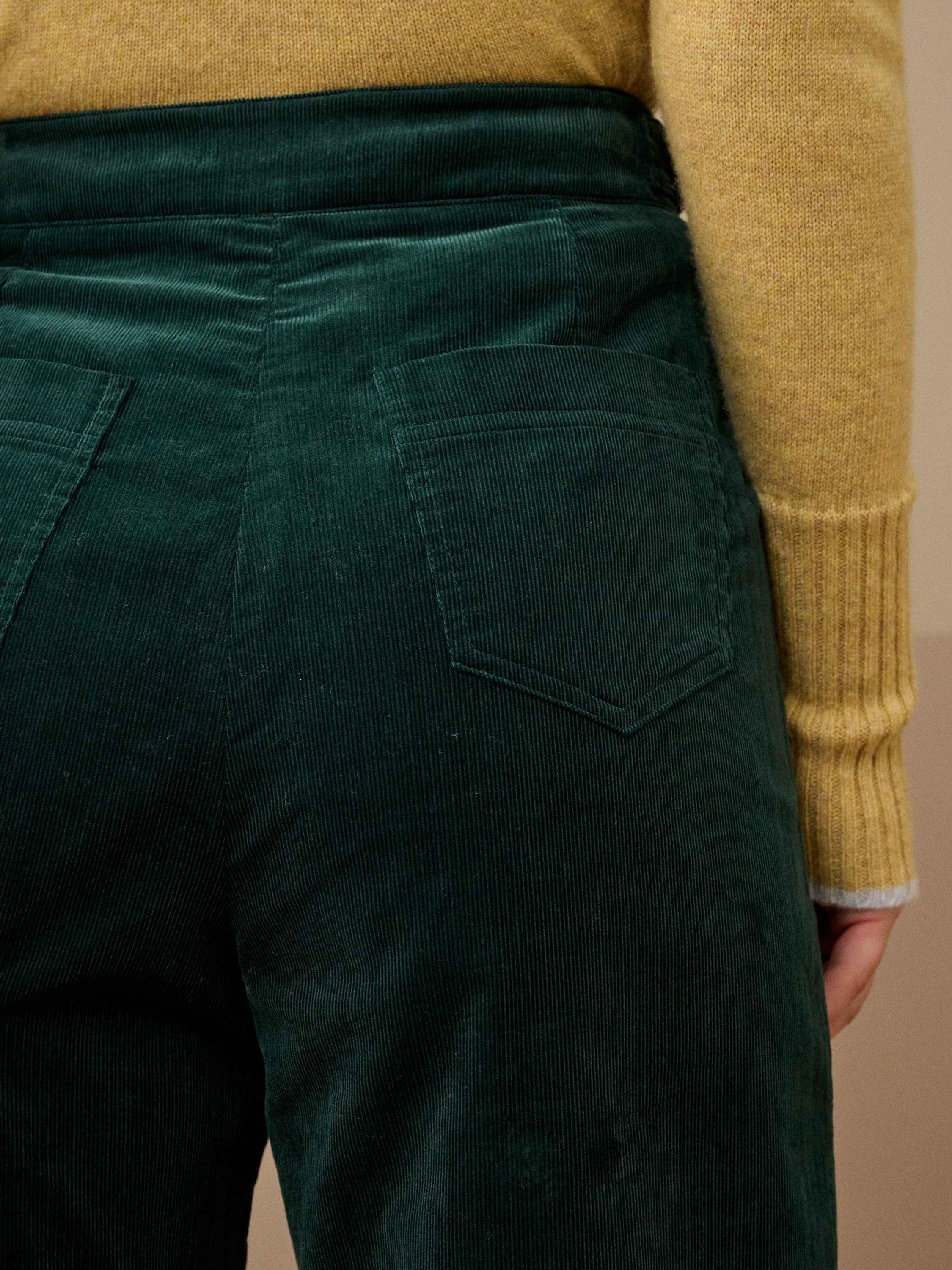 Product image 4 of 5, which shows Brora Needlecord High Waist Trousers, Spruce, 6