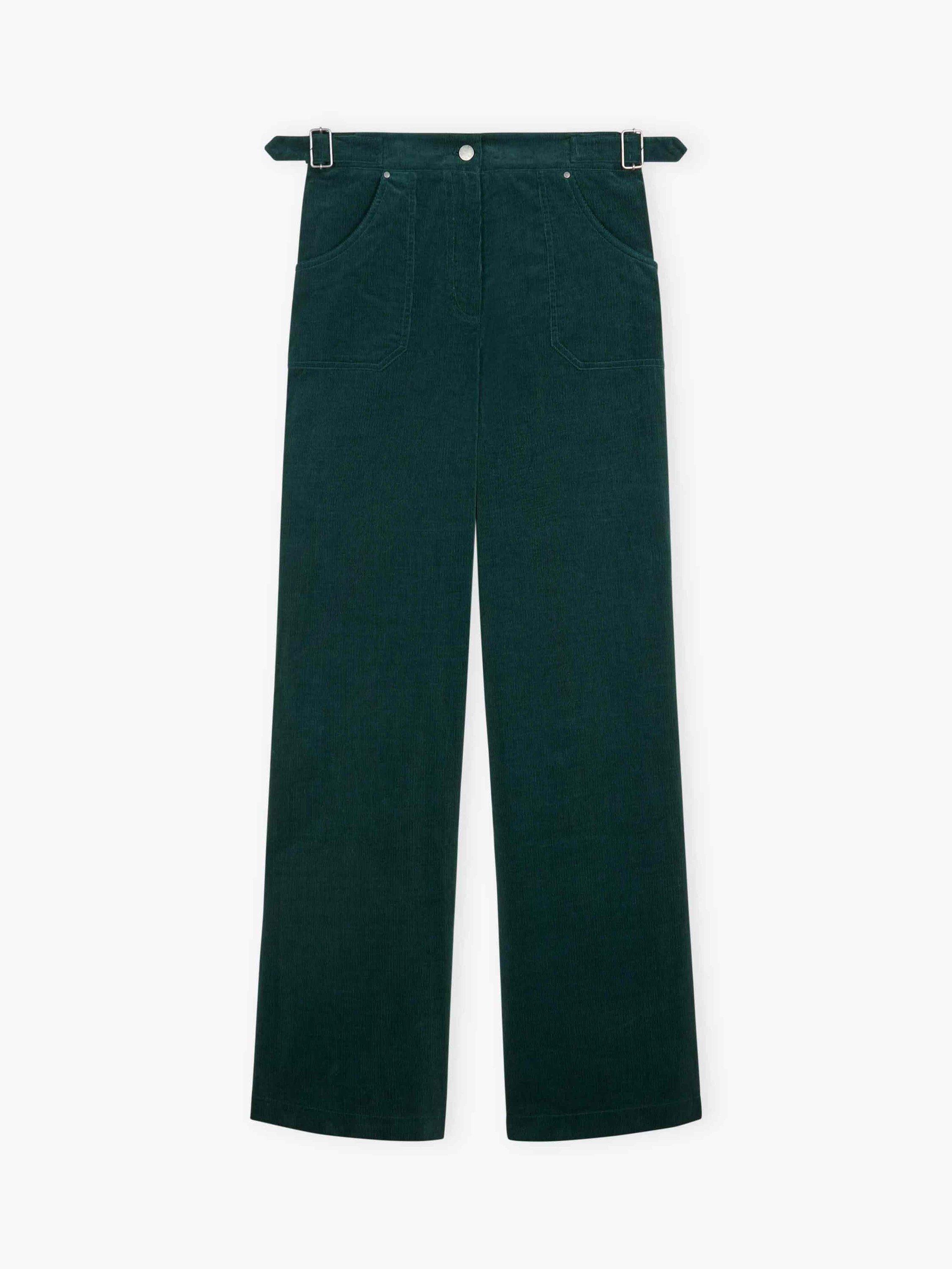 Product image 5 of 5, which shows Brora Needlecord High Waist Trousers, Spruce, 6